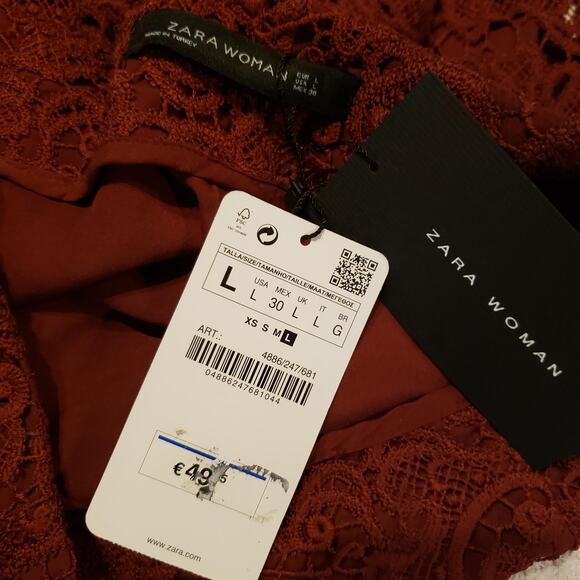 NEW! Zara Woman Crochet Maxi Skirt Rust - L - Picture 4 of 5